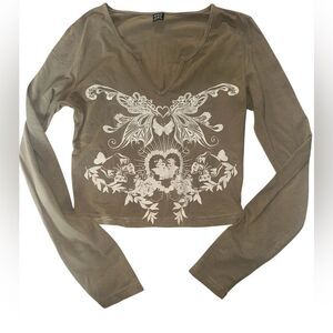 SHEIN Women Olive Long Sleeve Top. Size Small.